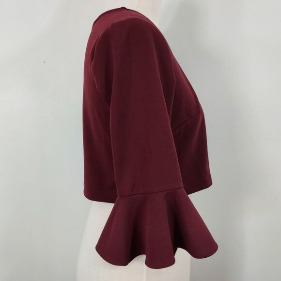 Perceptions New York Shrug Womens Size Small Stretch 3/4 Bell Sleeves Burgundy - Picture 5 of 12